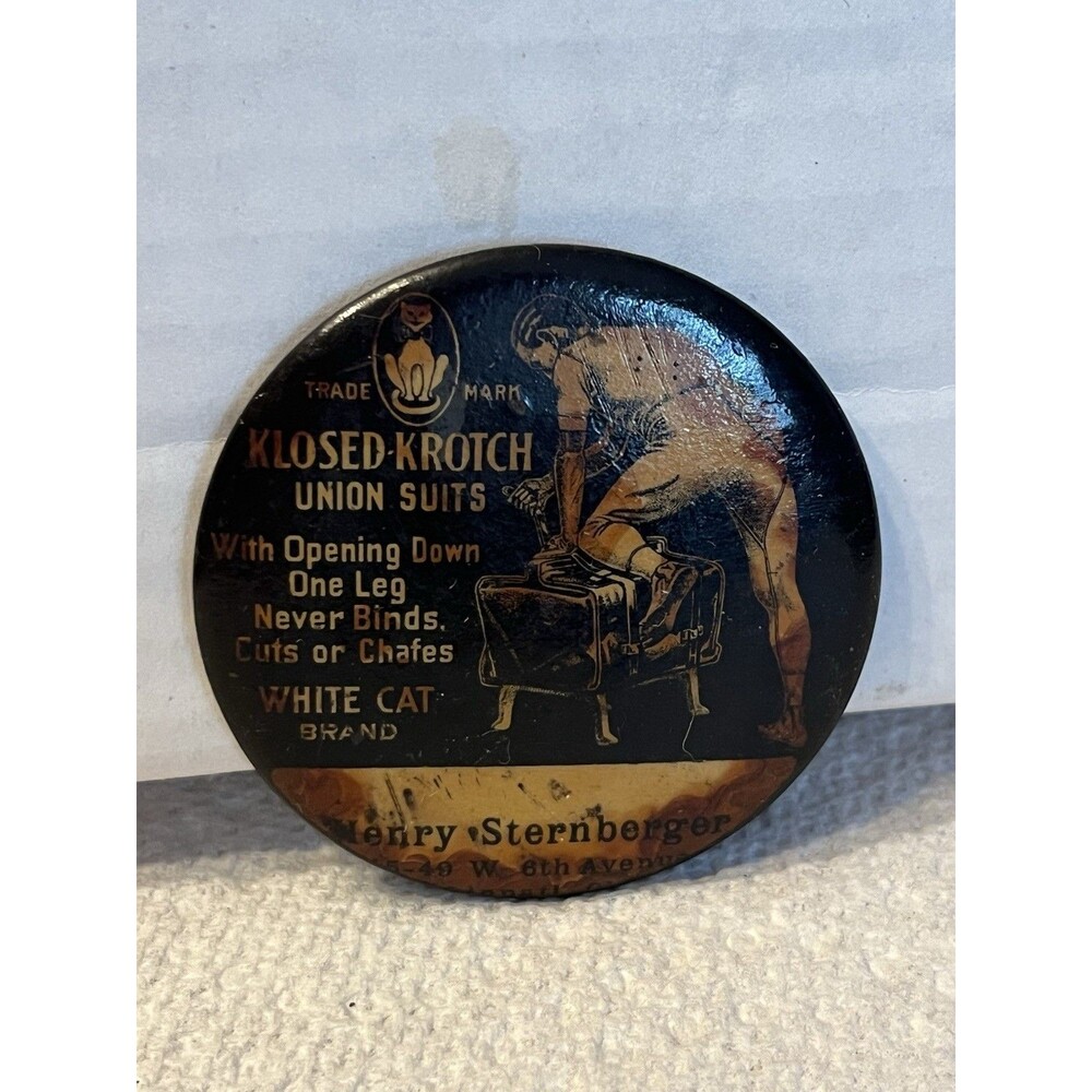 Early 20th Century Cellude Advertising Product Pocket Mirror For Klosed-Krotch